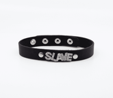 Love In Leather Diamante Slave Word BDSM Collar Default Title Collars and Leads